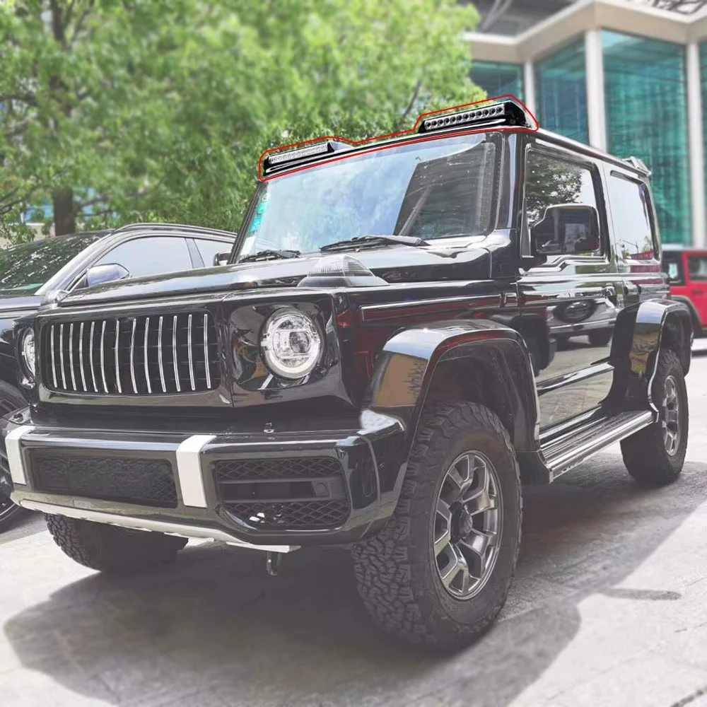 Front Top Roof Light bar With LED DRL for Jimny JB74W 4 Gen 2018+ Upgrade to G63 Mini Style