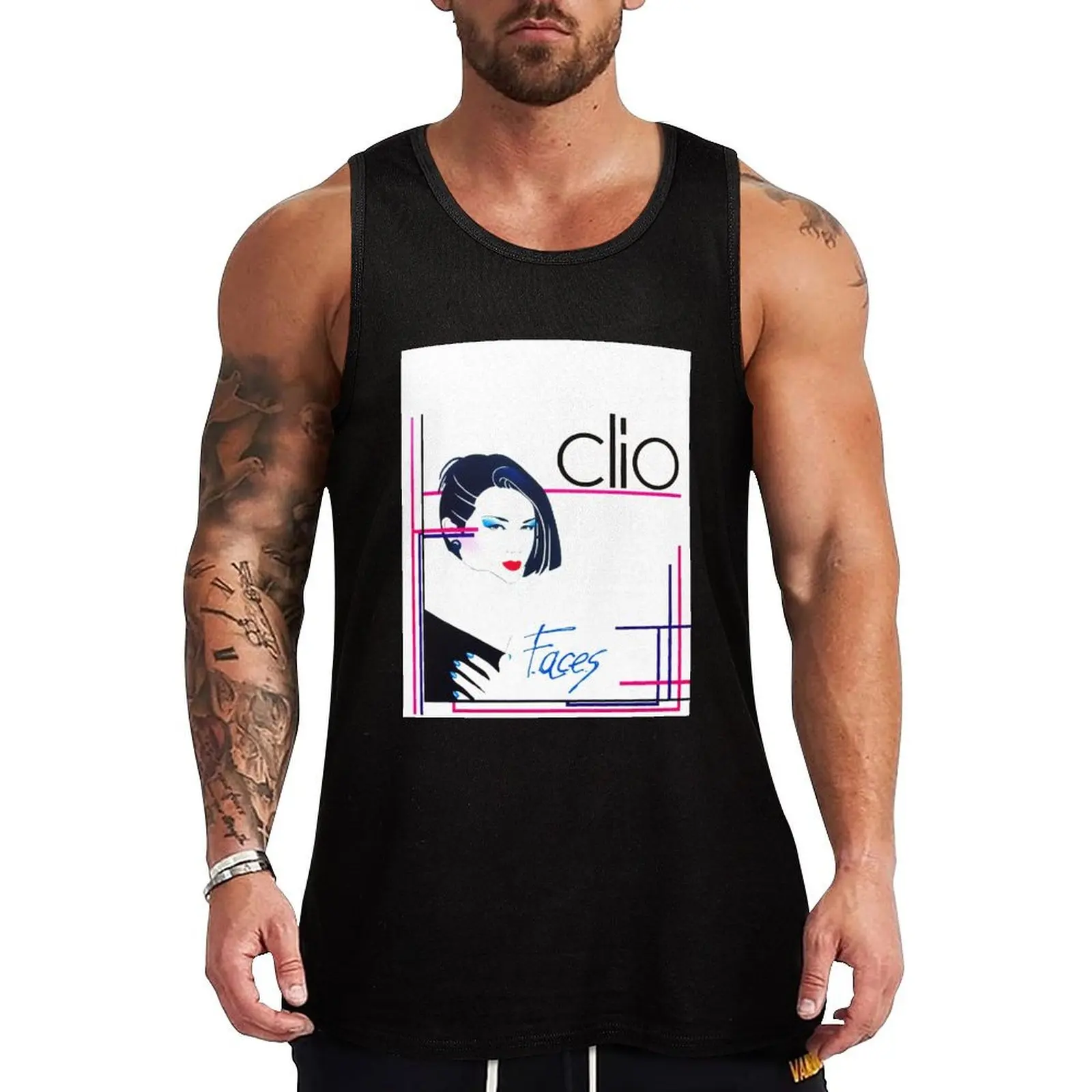 

Clio - faces 80s italo disco underground Tank Top Retro Graphic Tank Top Vintage Print Sleeveless Shirt