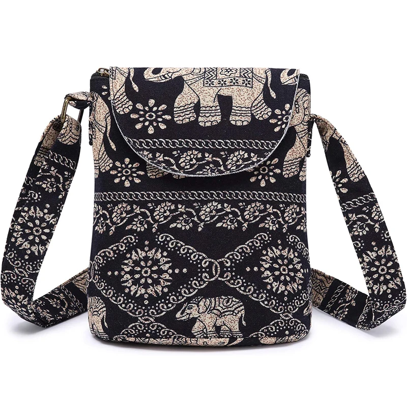 Annmouler Vintage Women Shoulder Bag Bohemian Style Crossbody Bag Hippie Small Size Phone Pouch Large Pockets Messenger Purses