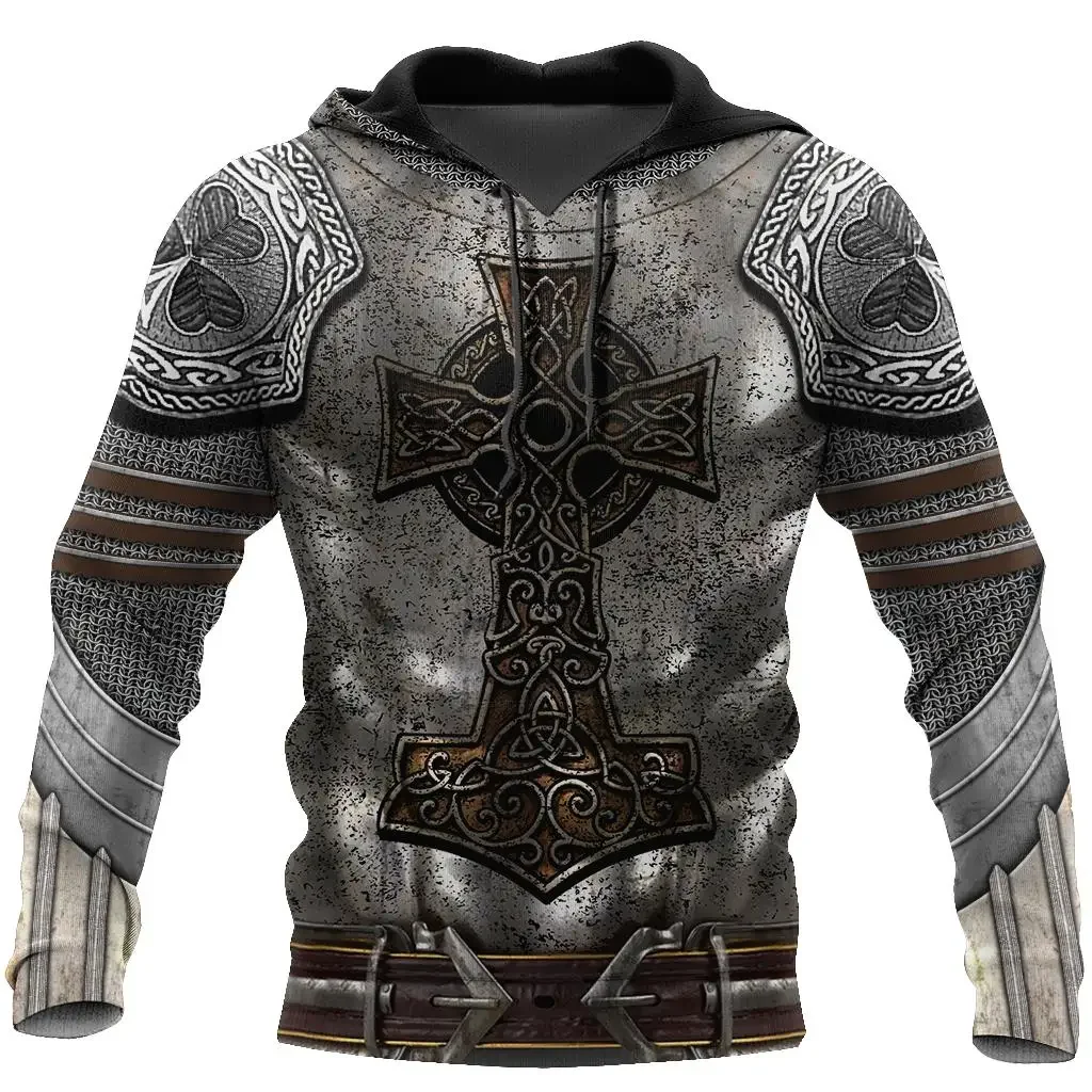 Knights Templar 3D-Druck Herren Laxity Hoodie Lässiger Oversize-Pullover Beliebter Streetwear-Mode-Sweatshirt Trendige Herrenbekleidung – Detail 6