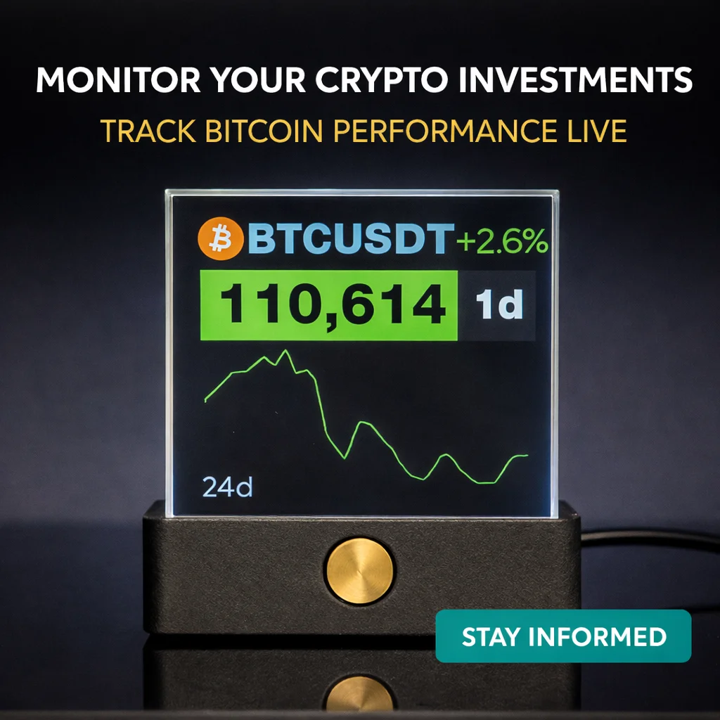 Smart Crypto Price Display WiFi Digital Ticker Real-Time Cryptocurrency Monitor Desktop Gadget