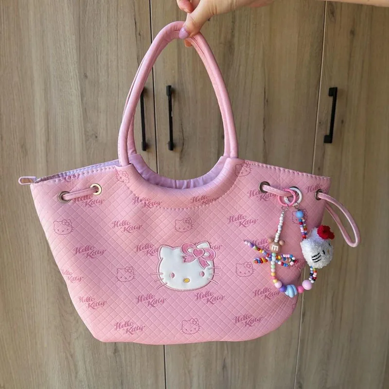 Sanurgente-Sac fourre-tout rose Hello Kitty pour femme, sac à main en cuir PU souple, sac de voyage de grande capacité, cadeaux mignons, Kawaii One Initiated