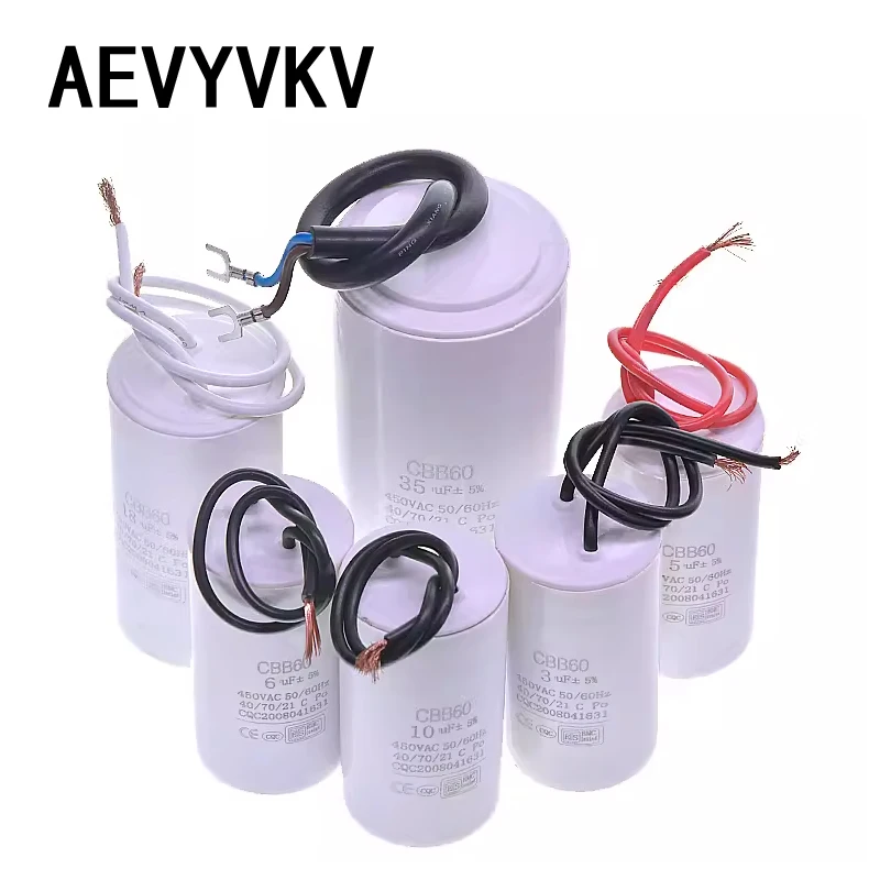 CBB60 Motor Run Capacitor 450V 3UF 4UF 5UF 6UF 8UF 10UF 12UF 14UF 16UF 18UF 20UF 25UF 100UF Start Water Pump Washer Air Pump