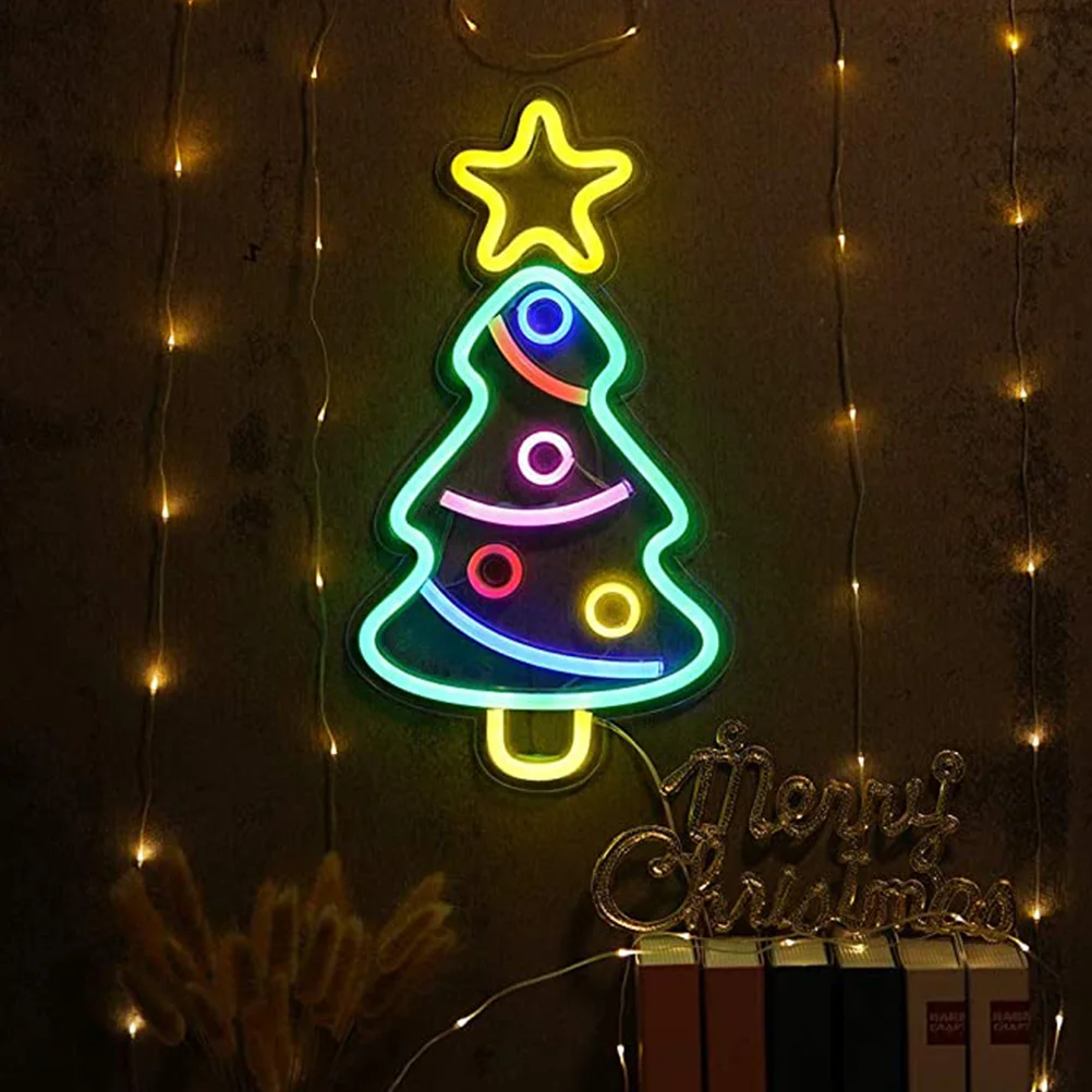 Lampada da parete con luce al neon per albero di Natale, ornamenti, luci decorative di design natalizio