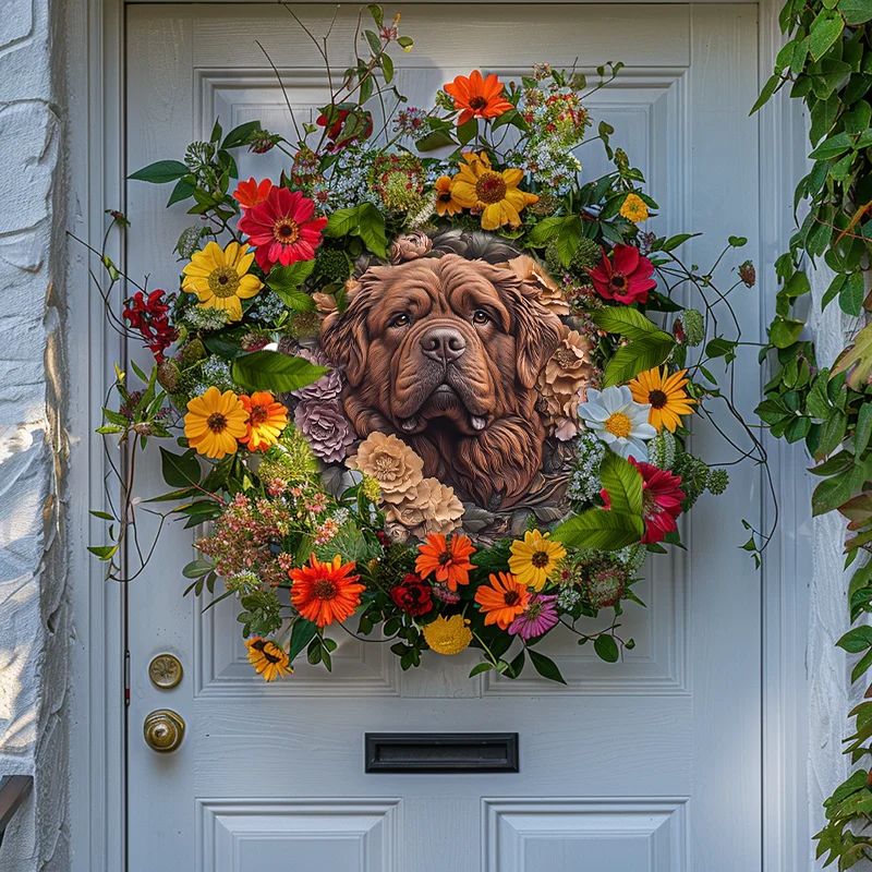 Pintura Decorativa Circular de aluminio del Mastín Tibetano, Regalos perfectos de Navidad y Halloween para amantes de los perros