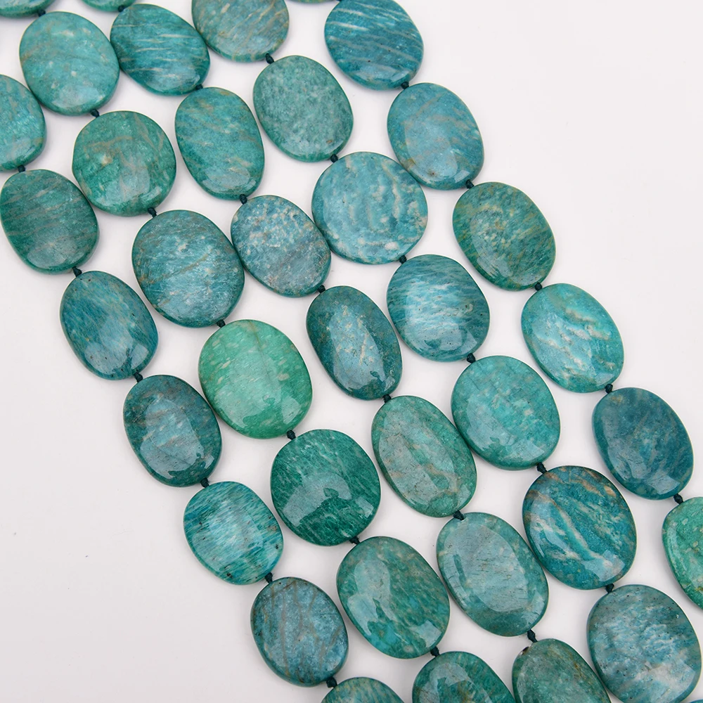 APDGG Natural Green Soviet Amazonite Smooth Oval Egg Chunk Loose Beads 16