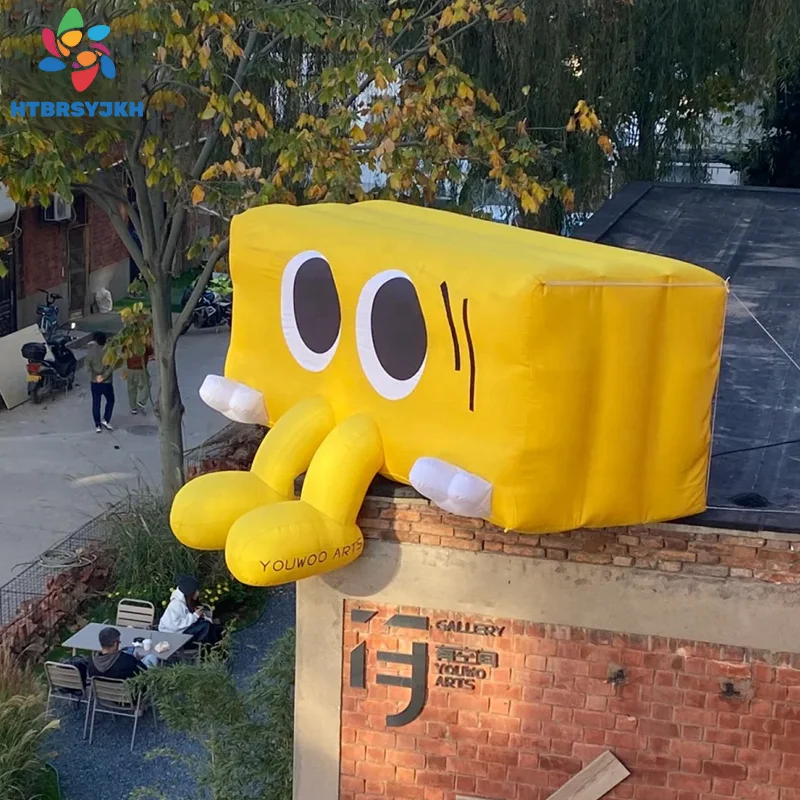 Cartoon Yellow Rectangular Box Shaped Inflatable Figure Outdoor Mall Scene Decoration Prop