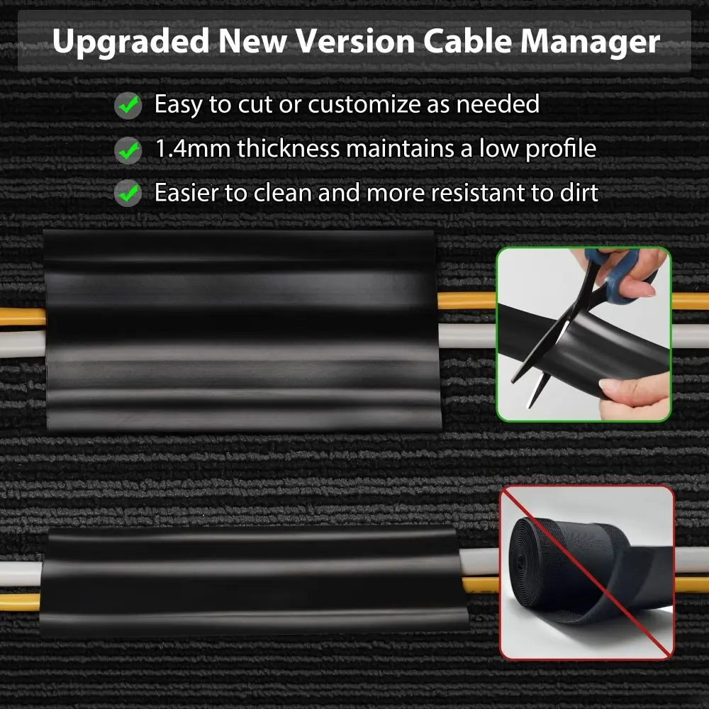غطاء كابل أرضي PVC احترافي بطول 1 متر، خافي عيوب سلك جدار ذاتي اللصق، سلك ناعم عالمي، لوح قضيب السباق