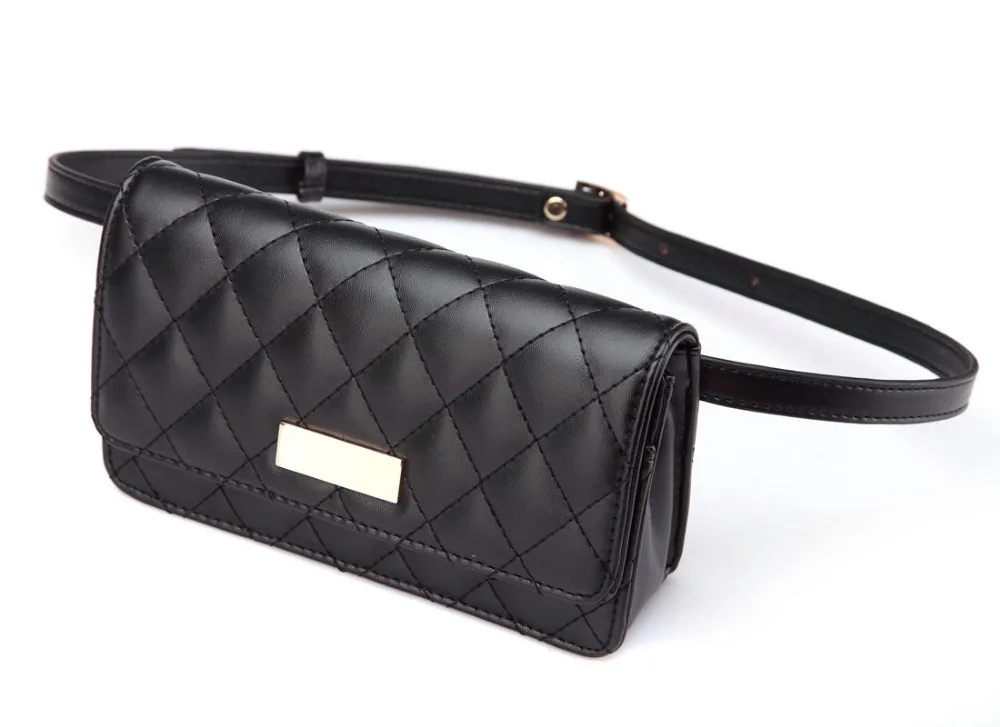 Fashion Women Waist Bags Classic Lattice Belt Bag High Quality PU Leather Fanny Pack Cell Phone Purse for Teenager Girls