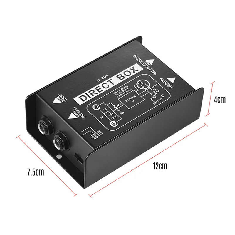 JABS-2X Passive Direct Box Single Channel Passive DI-Box Direct Injection Box Balanced & Unbalance Signal Audio Isolator