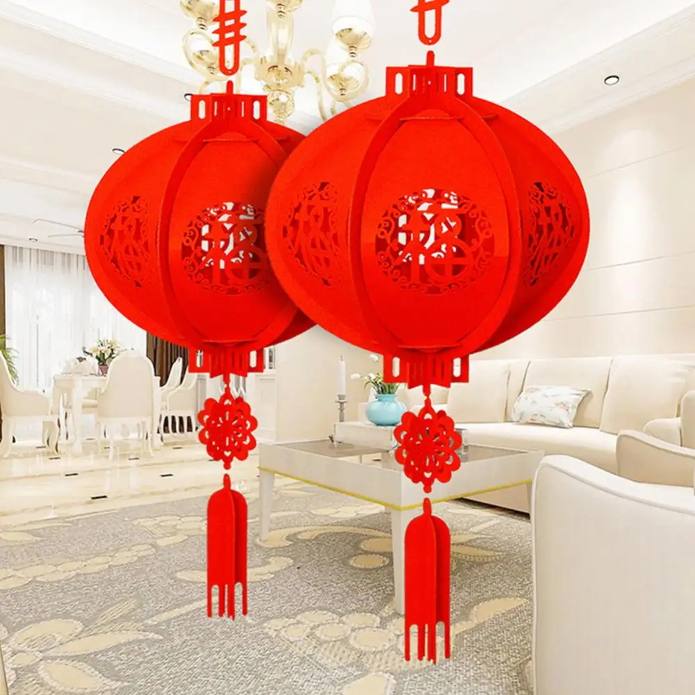 Chinese Spring Festival Hanging Lantern Cloth Festival Decoration 2023 Fu Letters Red Paper Chinese Lantern Festival Lanterns