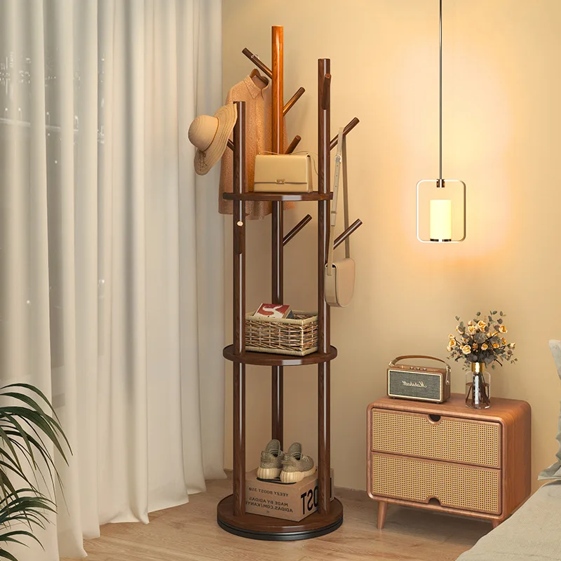 Rotating Modern Floor-Standing Coat Rack Vertical Clothes Storage Rack Living Room Home Bedroom Light Luxury