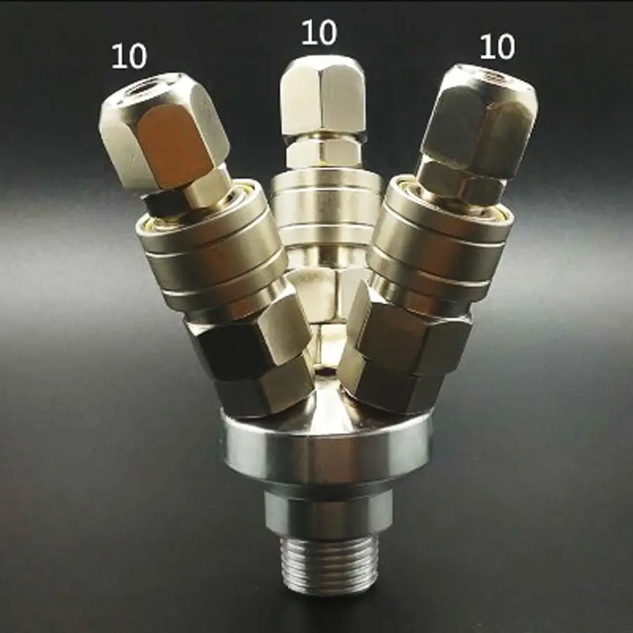 

3 Ways 1/2" BSP Male C Type Air Hose Quick Coupler Socket Connector High Quality Self-locking & Male Plug Tube 10mm