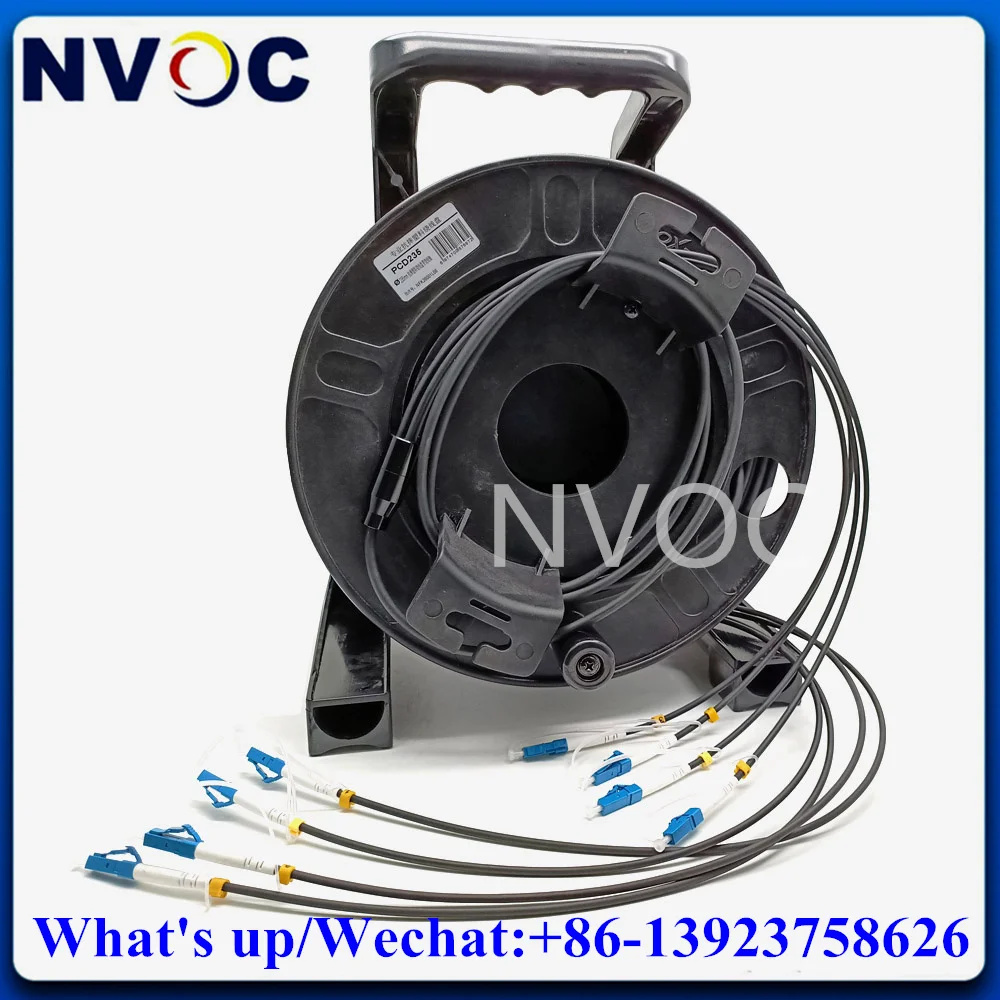 4C SM 100M 150M Portable Field Deployable Tactical Fiber Optic TPU/LSZH Cable Reels Winding Drum PCD235 with LC-LCUPC Connector