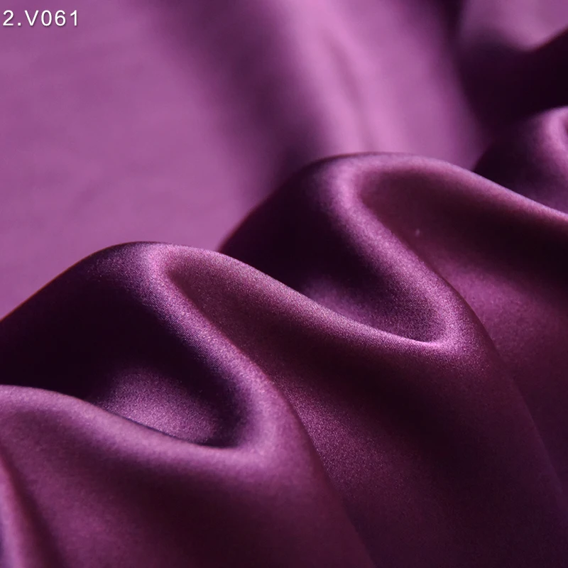 19mm HYSK 100% pure silk satin fabric plain dye bridal woven raw silk duchness stocks washable multicolor mauve purple for dress