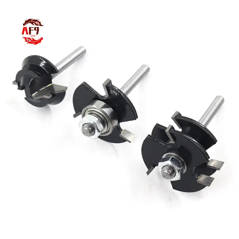 AF90-7Pcs Woodworking Milling Cutter 45-Degree Tenon Cutter Jigsaw 3-Tooth T-Type Engraving Machine Woodworking Cutter