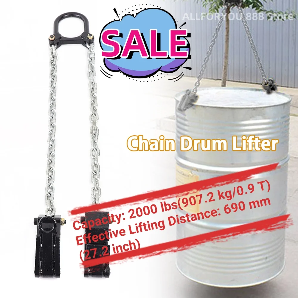 2000LBS G80 Chain Drum Vertical Lifter Alloy Steel Effective Lifting Distance 690mm Black/Yellow