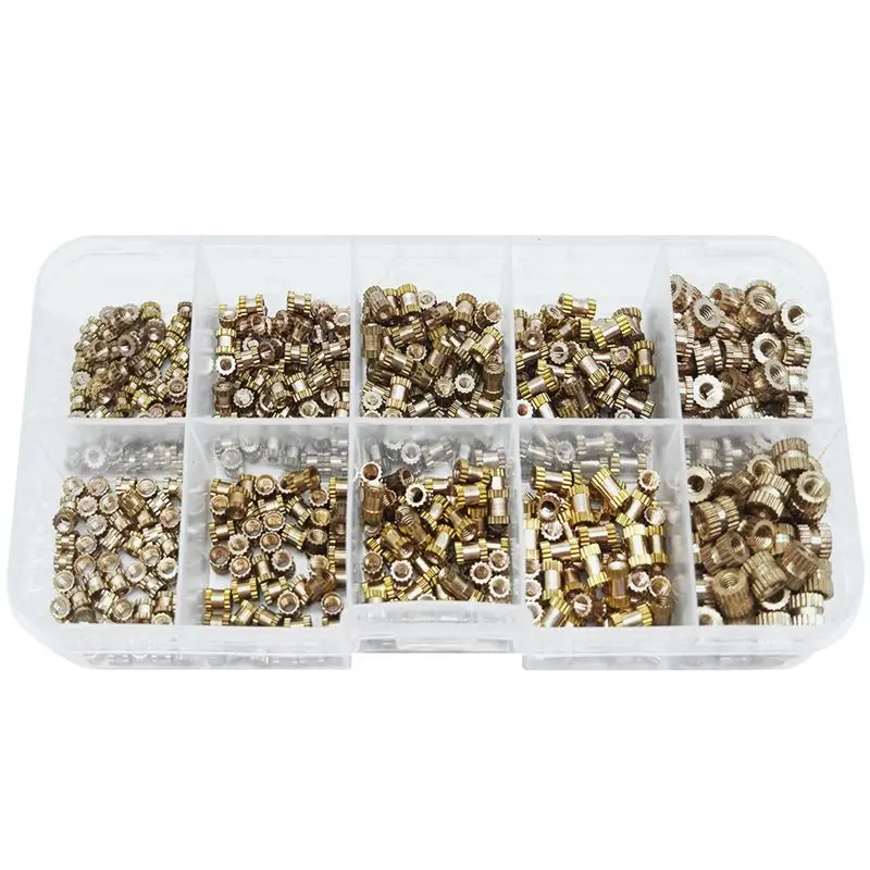 A19F-520Pcs M2 M2.5 M3 Metric Female Thread Knurled Brass Threaded Insert Embedded Nuts Assortment Kit