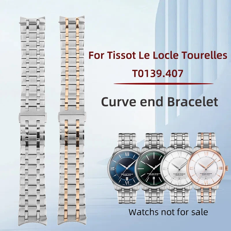 

Curve end Stainless Steel Watch Band For Tissot Tourelles 42mm T139.407 1853 Metal Strap Solid Bracelet Watches Accessories 22mm