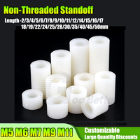 100Pc M5 M6 M7 M9 M11 Height 2mm to 50mm White Nylon Insulated Isolation Column Non-Threaded Spacer Round Hollow Standoff Washer