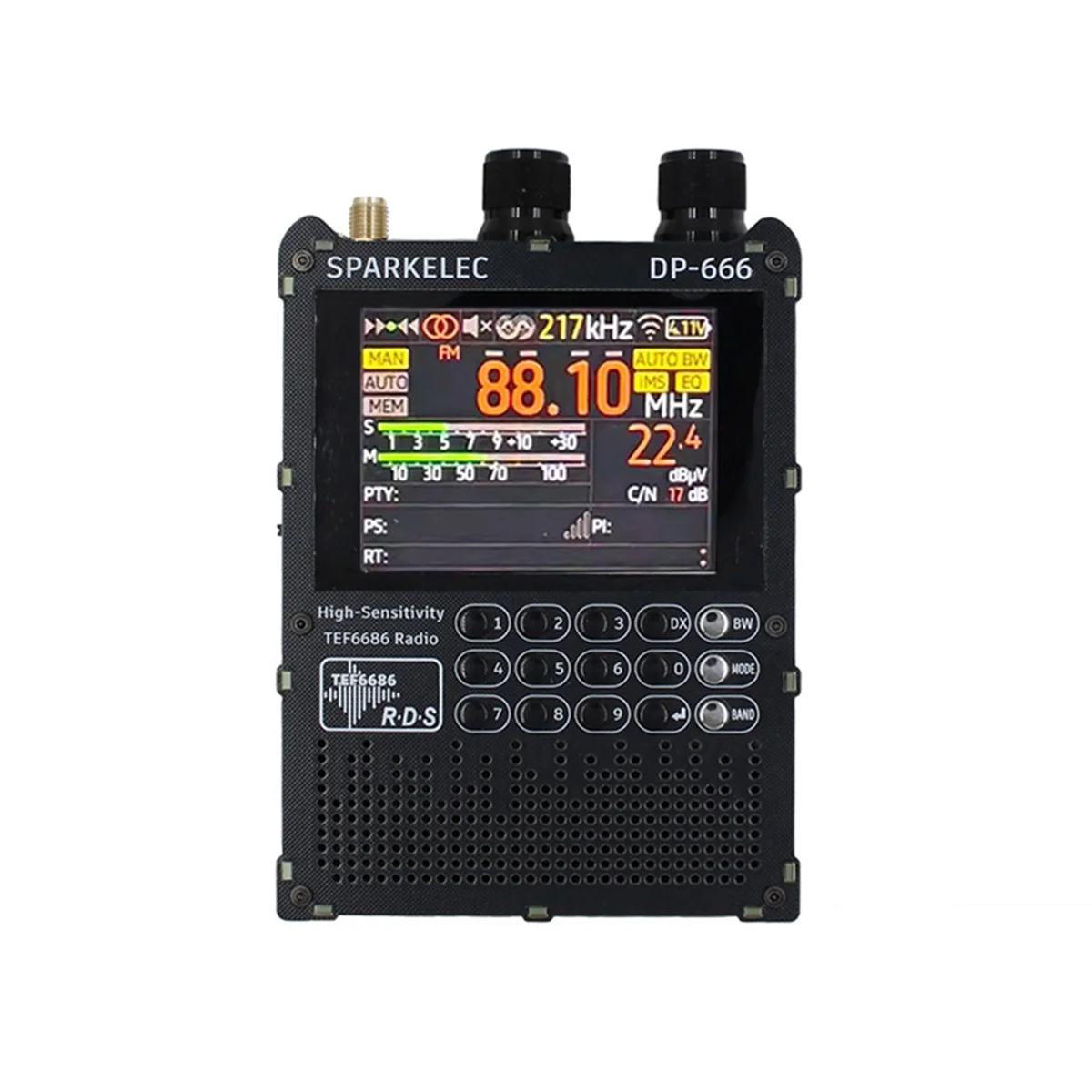 

DP-666 TEF6686 Full Band Radio 2.8-Inch IPS Touch S n High Sensitivity Receiver Full Band FM LW MW SW Radio Black