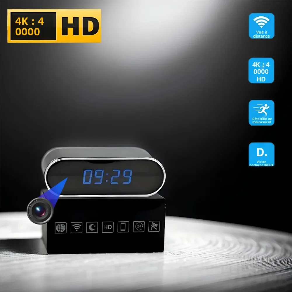 Nouvelle version améliorée, mini caméra FHD 4K, clarté améliorée, vision nocturne infrarouge, détection mobile, visualisation à distance WIFI