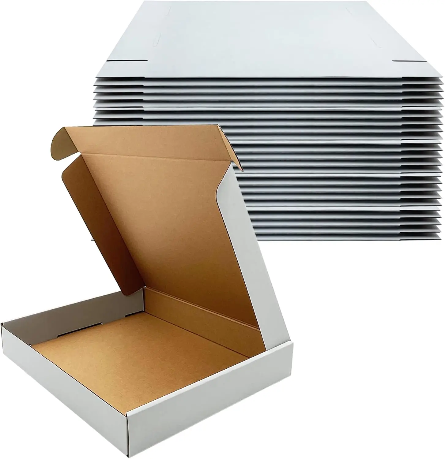 

Set of 25 White Corrugated Mailing Boxes, 13x11x2 Inches for Packing, Shipping, and Storage