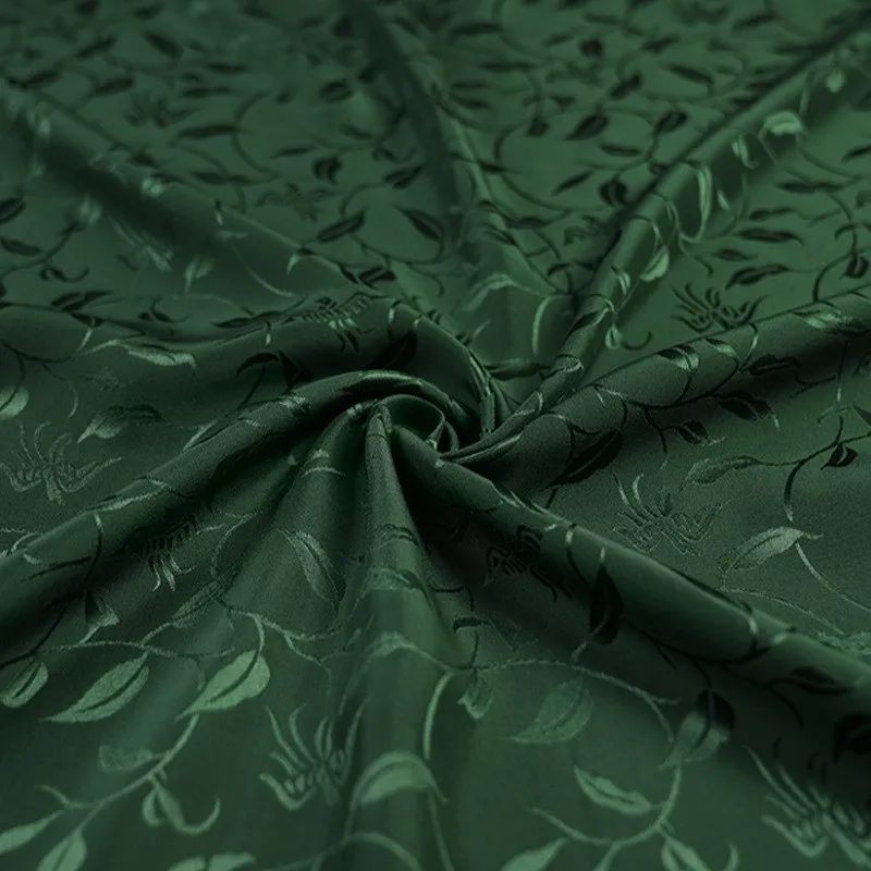 New Chinese-style Hanfu cheongsam and waistcoat fabric with branch leaf patterns pure silk
