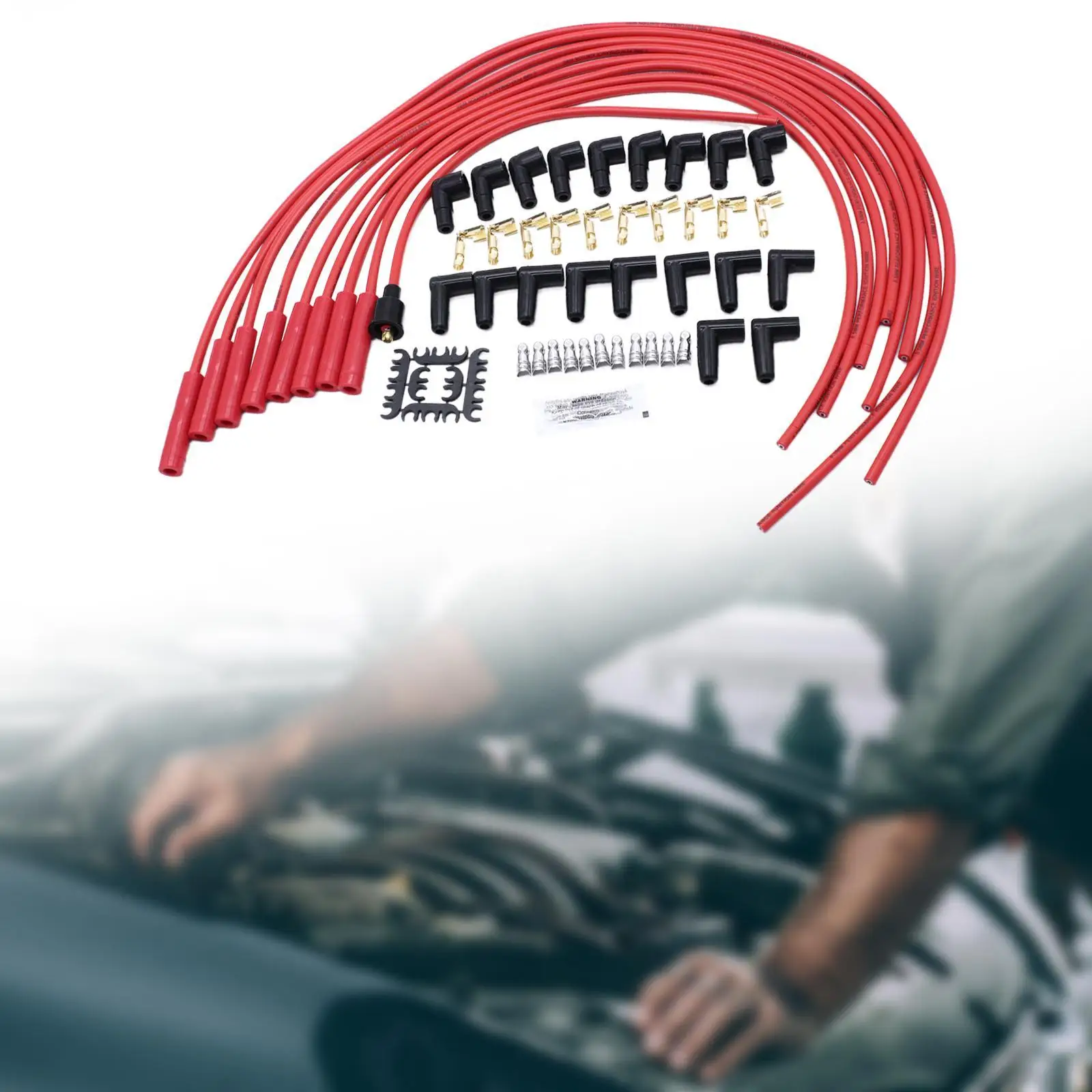 

4040R Spark Plug Wire Set Stainless Steel Plug Terminals Ignition Wire Kit