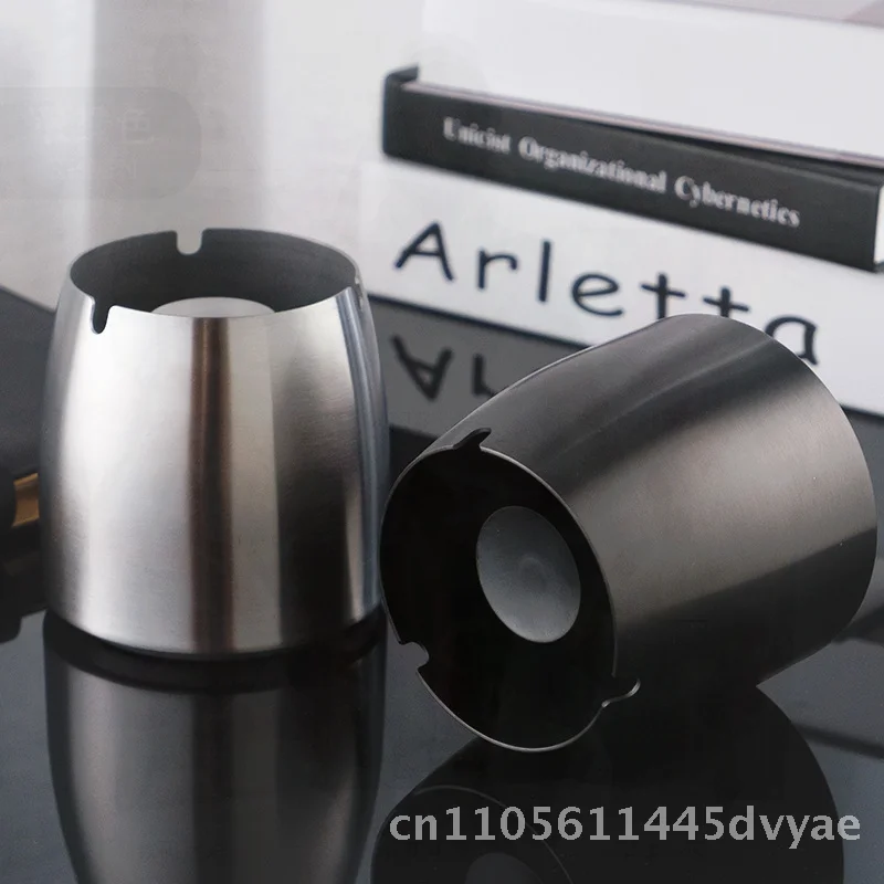 

Large Stainless Steel Ashtray with Lid Windproof Anti-Fall Creative Personality Design for Household Living Room Hotel &