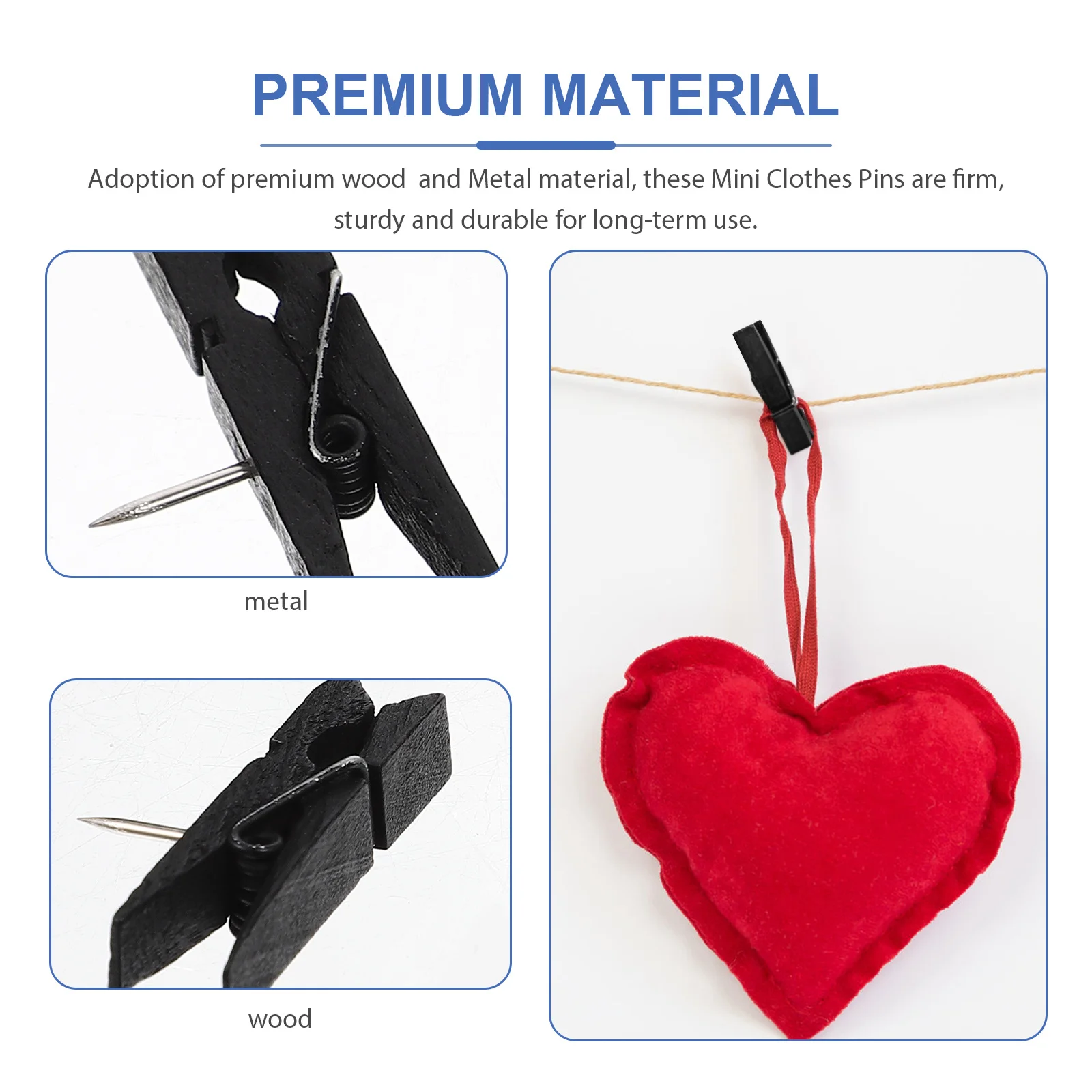 

50Pcs Wood Photo Clips Mini Clothes Pins Small Clothespin for Crafts Decorative Display Home Office Wall Decoration Use