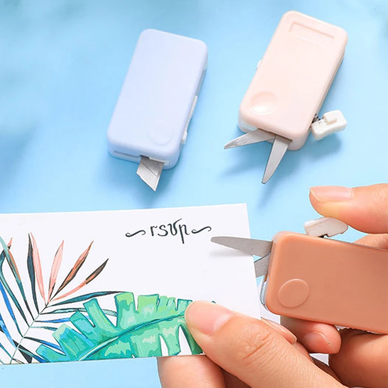 1pc 2-in-1 art knife and scissors, extendable paper cutter, express box opener, foldable student craft scissors
