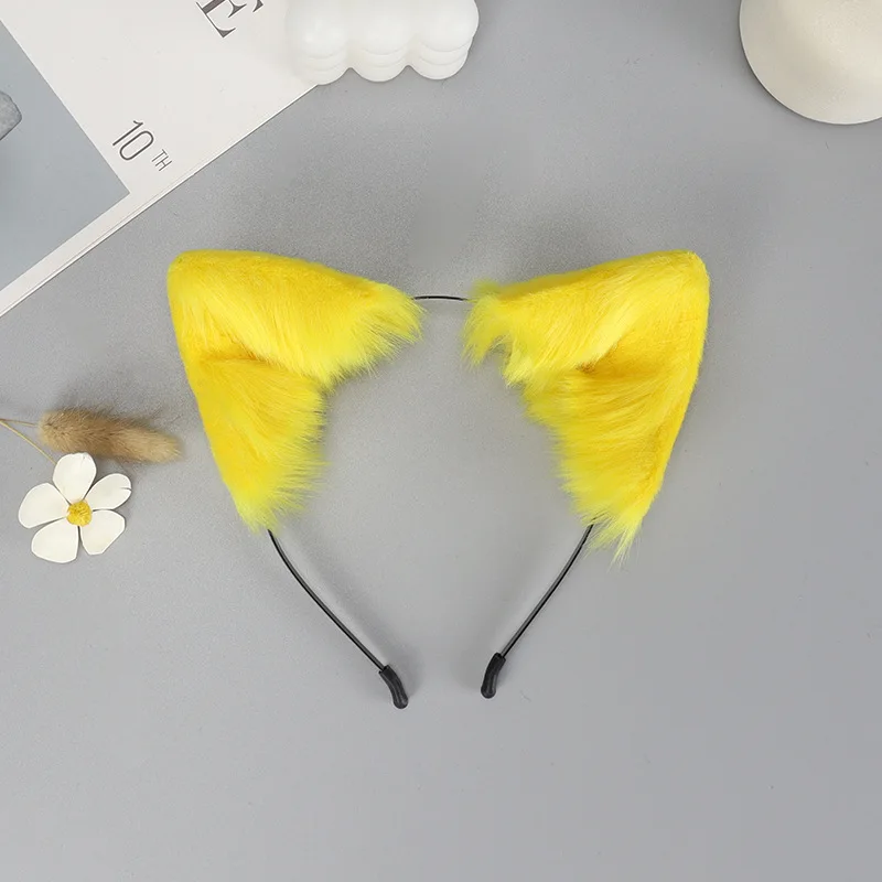 Furry Animal Cat Fox Ear Hair Hoops Party Cosplay Fur Headwear Girls Halloween Anime Pet Headbands Headwear Hair Accessories