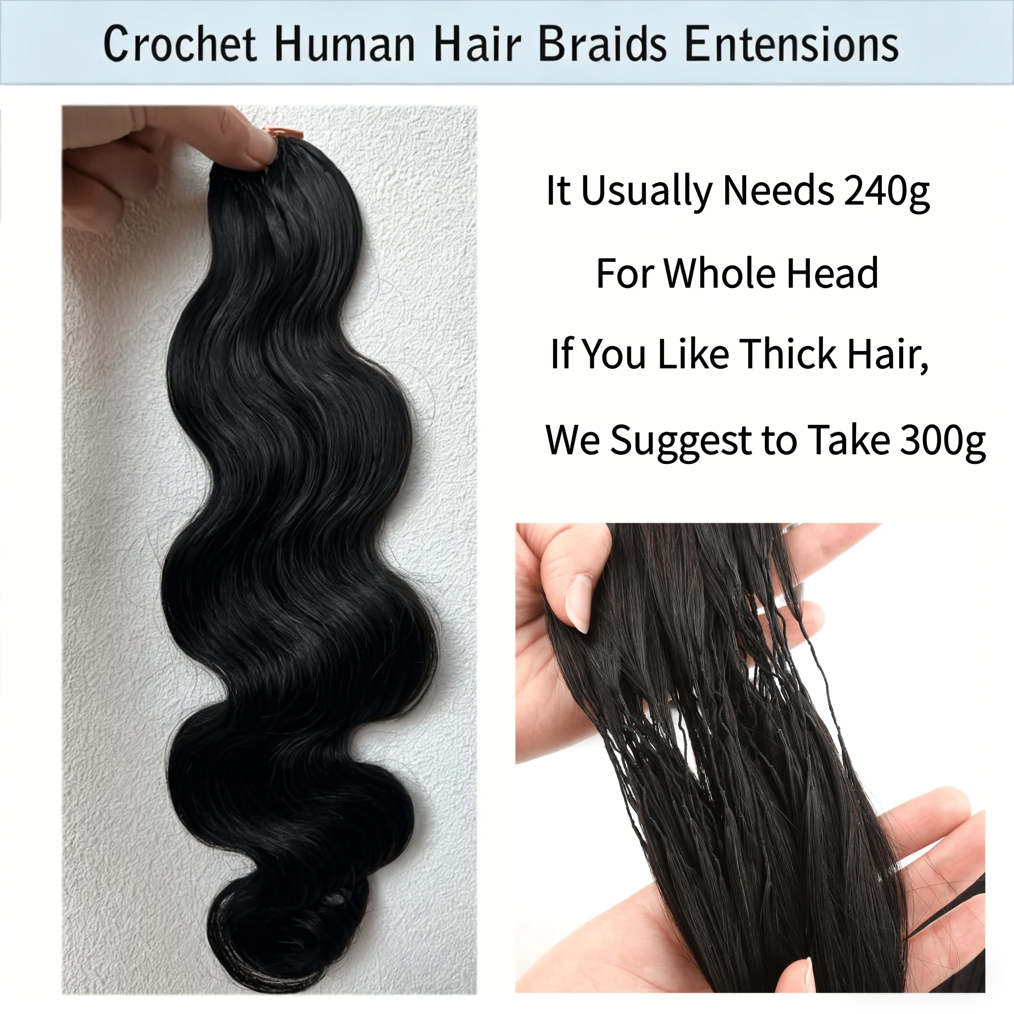 GOWIK Body Wave Feathered Human Crochet Hair For Braiding Boho Braids 100% Raw Human Hair Extensions Miracle Knots Crochet Human Hair