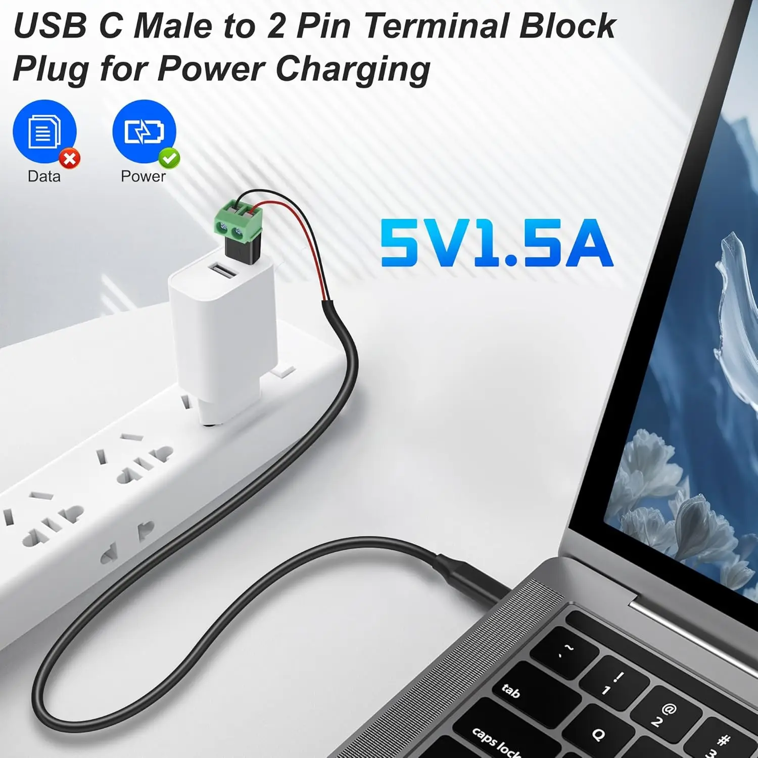 1/10PCS 5V USB C 2Pin Solderless OTG Adapter Socket Type C Female To 2 Pin Terminal Block Solderless Charging Connector - view 3