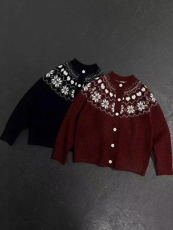 

American Retro Fair Isle Cisas Pattern Knitted Open Cardigan Loose Lazy Sle Sweater for Men And Women Casual Autumn Winter