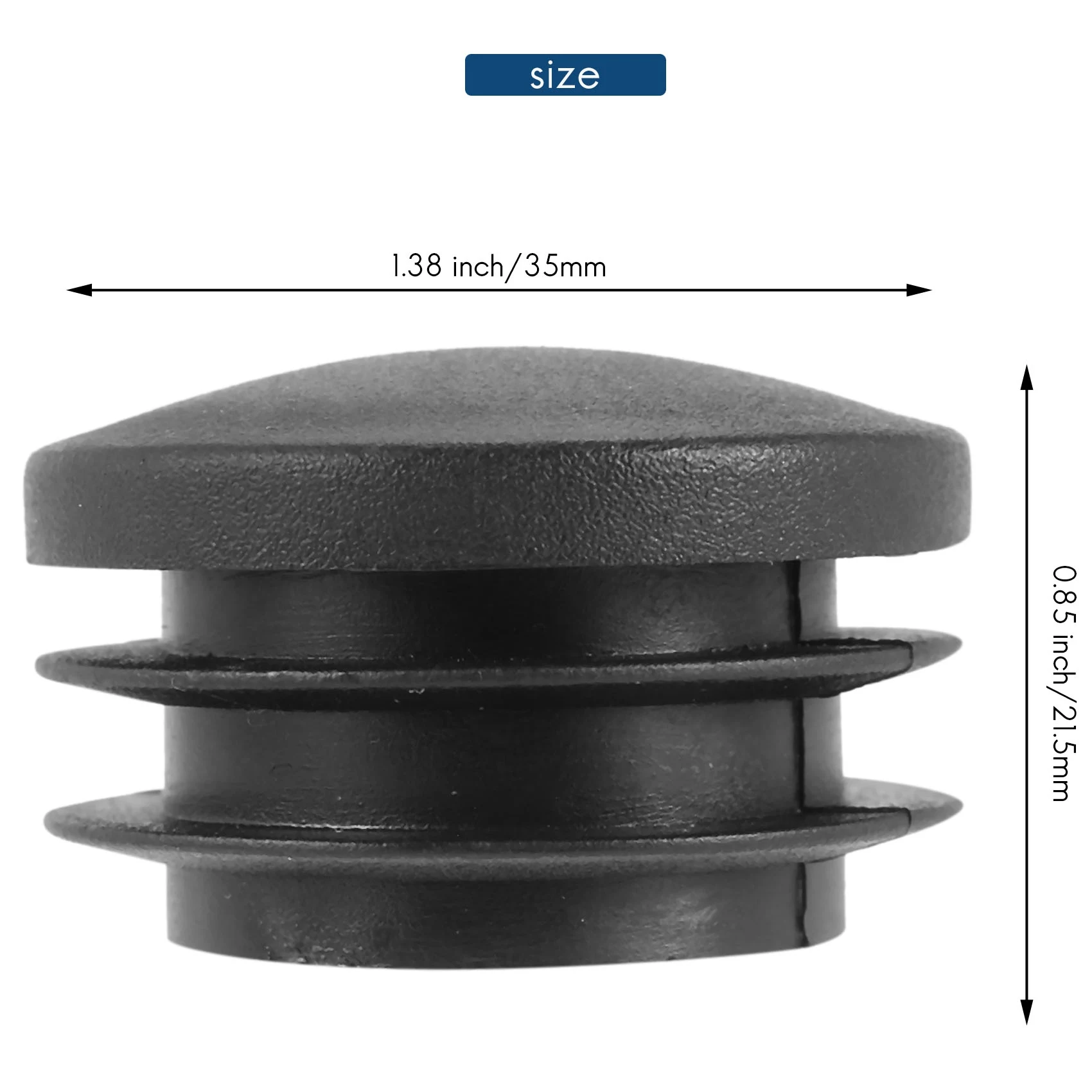 AB34-Black Plastic 35Mm Dia Blanking End Caps Round Tube Insert 5 Pcs