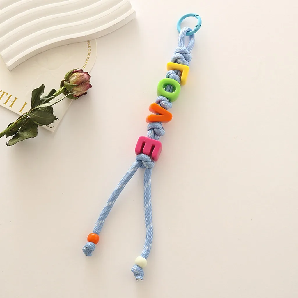 Handwoven Keychain Adjustable Split Ring Keychain Phone Lanyard Colorful Polyester Rope Keychain For Casual Outings Daily Keys