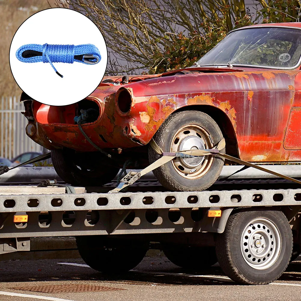 

Portable Car Strap Car Pulling Rope 5mmx15m Blue Fiber Rope Durable Towing Trucks Boats Trailer Straps Heavy Duty Hooks