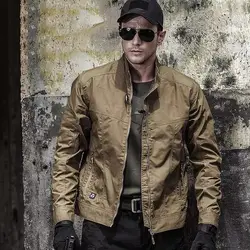 Men's Single Breasted Casual Jacket Stand Collar Spring Autumn Fashion French Workwear Tactical Outwear Army Windproof Coat