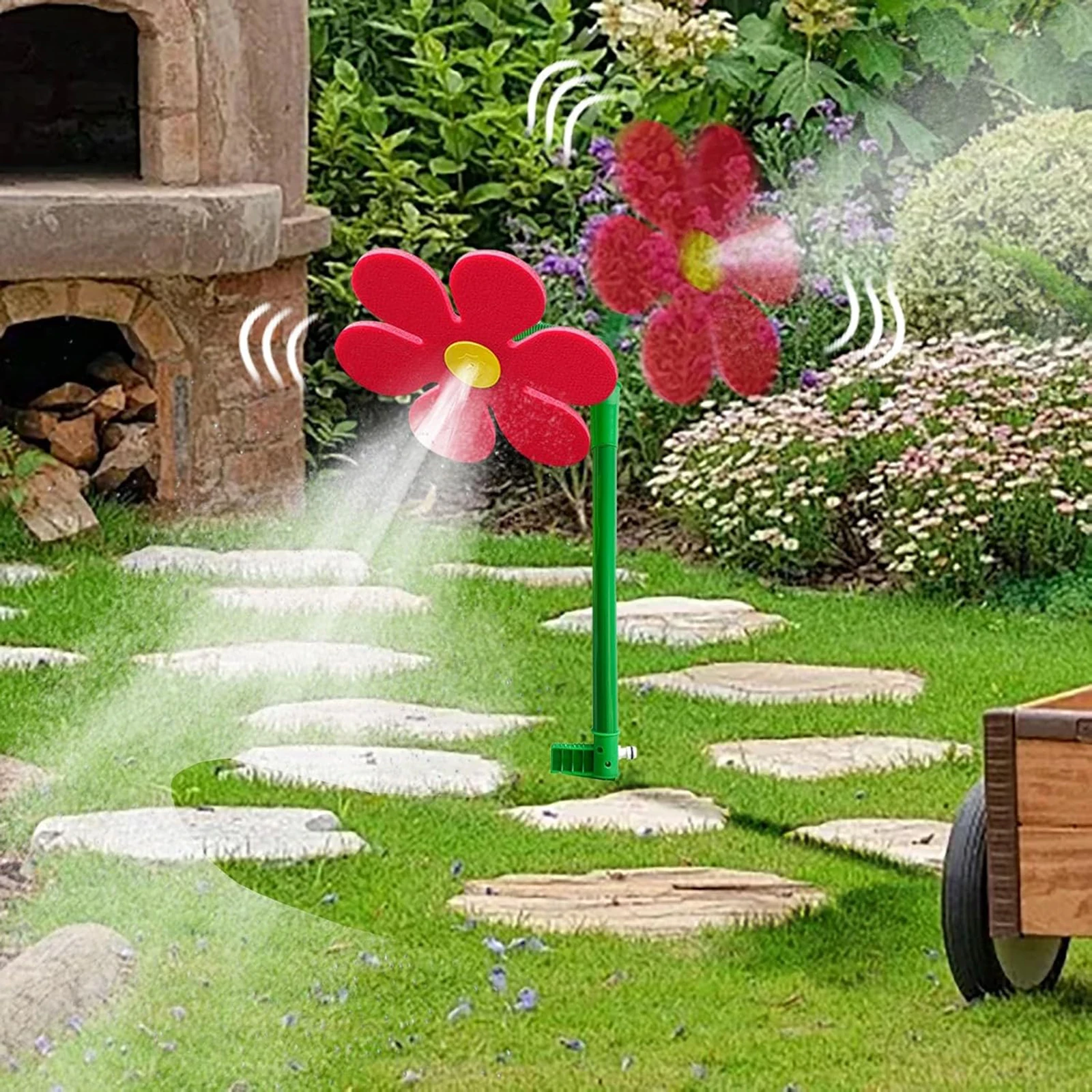 41.73Inch Garden Lawn Sprinkler Crazy Daisy Sprinkler 360 Rotating Dancing Flower Water Spray Yard Lawn Watering Irrigation Tool