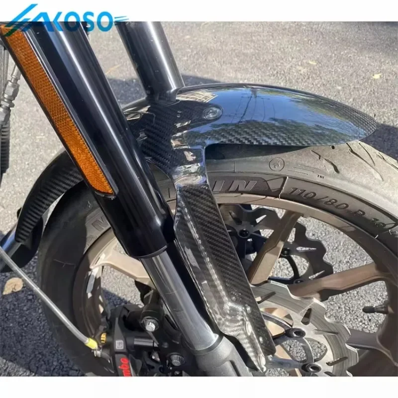 

New AKOSO Twill Weave Glossy 3K Carbon Fiber Motorcycle Front Fender Hugger for Harley Softail Low Rider S/ST FXRST FXL