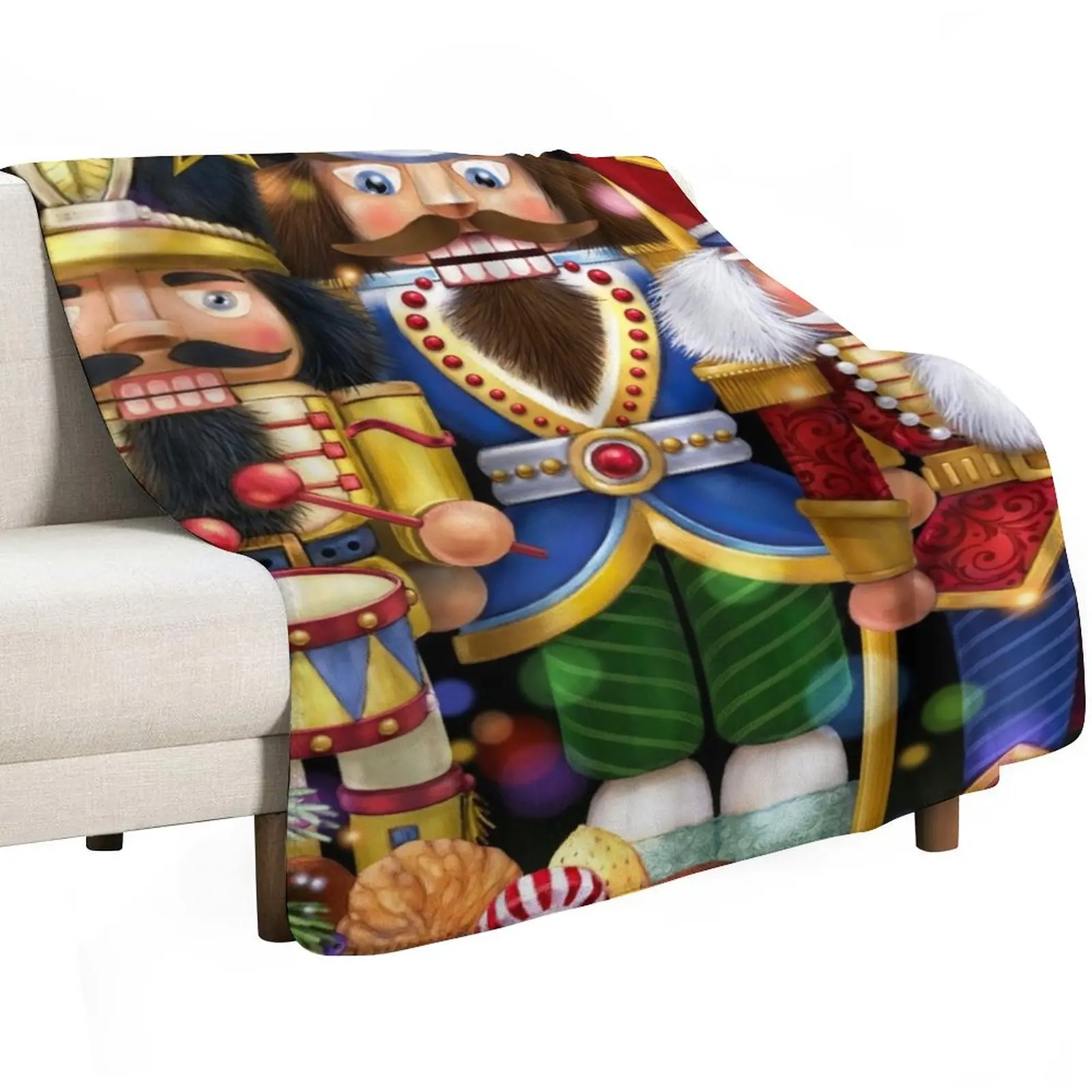 Three Nutcrackers Throw Blanket decorative Sofa Throw Shaggy Comforter christmas decoration Blankets