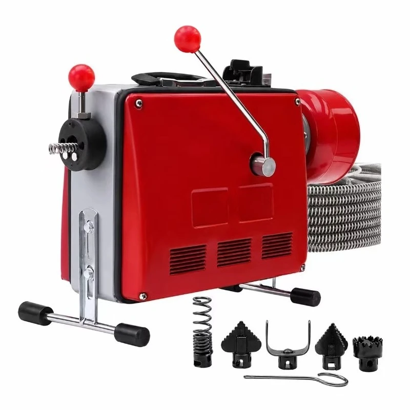 GQ-100 Electric Drain Cleaning Machine 220V Metal Coil Pipe Dredger for Toilet Floor Sewer Descaling