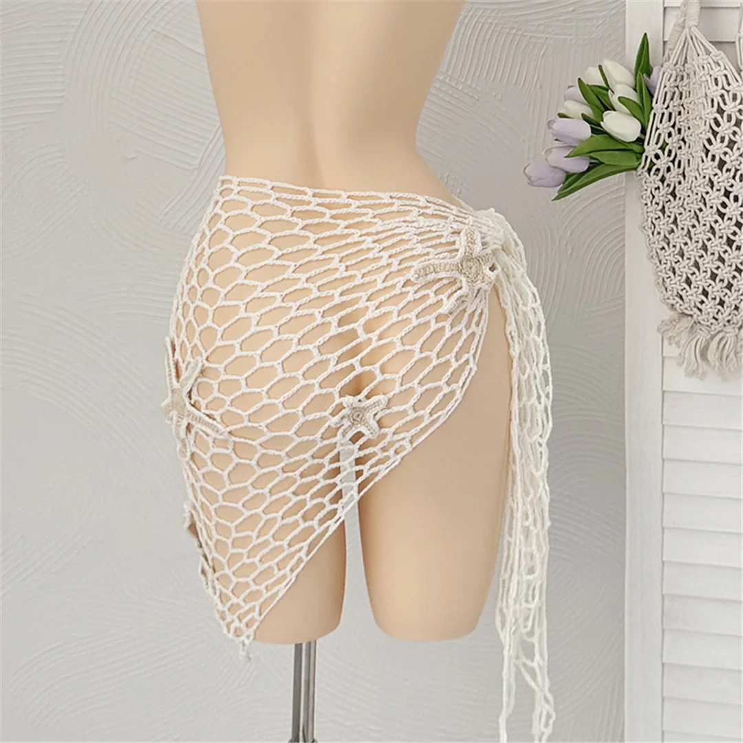 Neues 3D-Stern-Hohlmuster-Häkel-Sarong-Pareo-Strandkleid, Strandkleidung, Strandmode, Strandüberwurf, Überwürfe, Damen, V7309 – Detail 11