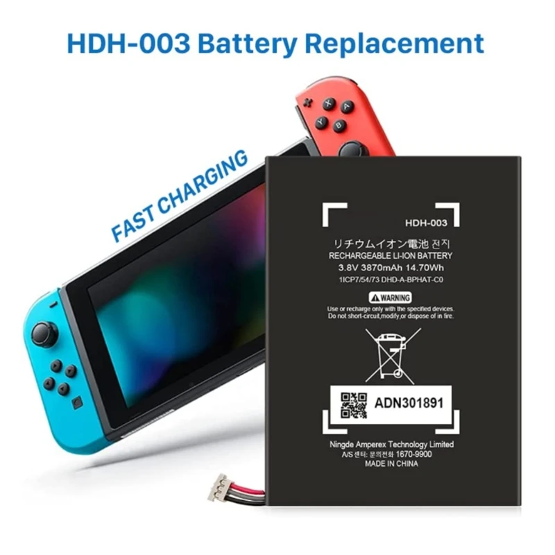 E9LB HDH-003 Replacement Rechargeable Li-ion Polymer Batteries 3.8V 3570mAh 13.6Wh for Switch Lite Game Console