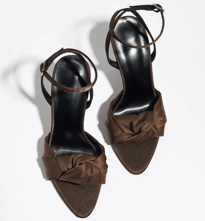 

Luxury Satin Elegant Women's Sandals Pumps Open-toe Ankle-Strap Banquet Party Shoes Women Sexy Women Heels Sandalias De Mujer