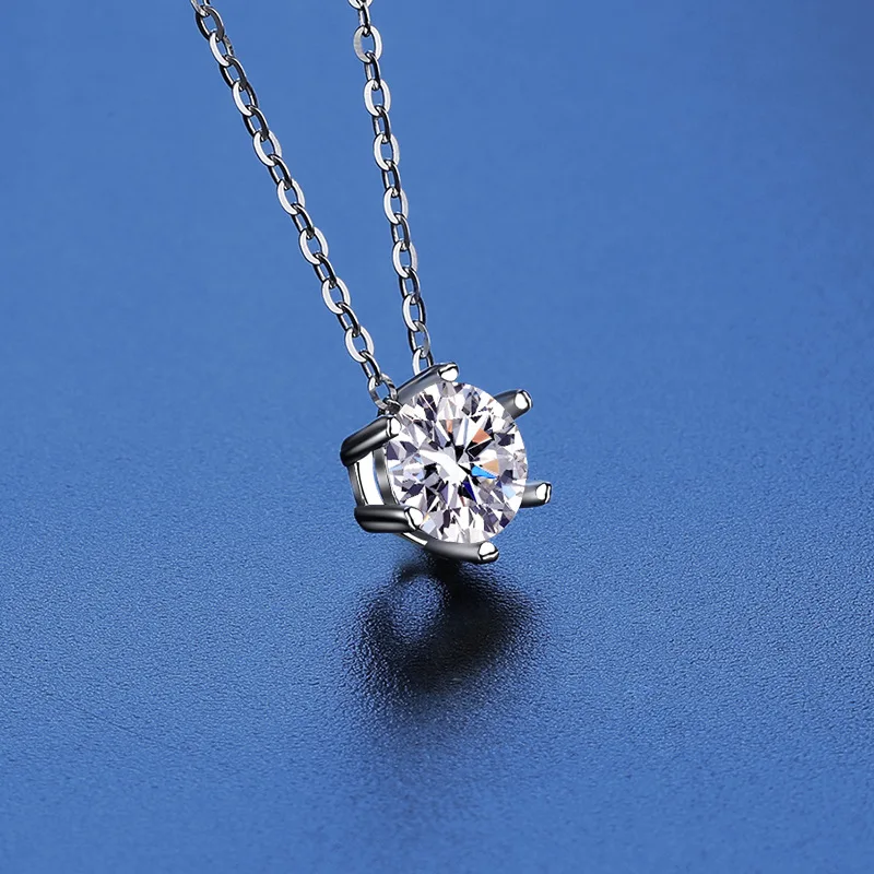 GRA D Color Moissanite Round Brilliant Cutting 18K Gold Plated 45cm 925 Sterling Silver Necklaces Wholesale