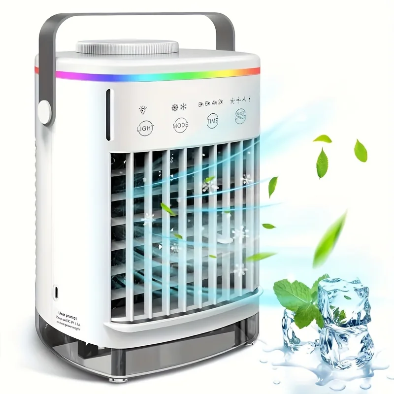 4-Speed Portable Misting Cooler Fan - Ultra-Portable, Evaporative Cooling, Humidifier, Mini USB Desktop Fan - Ideal for Bedroom,