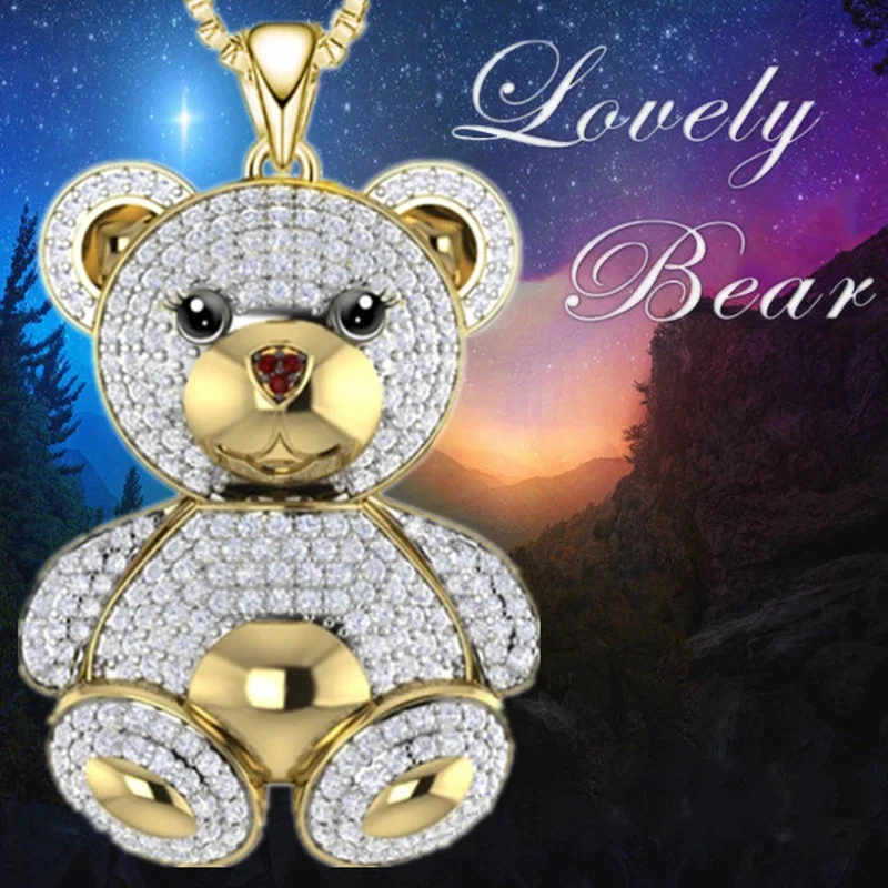 Exquisite Fashion Bear Necklace Lovely Animal Bear Pendant Jewelry Necklace for Women Birthday Party Anniversary Gift Jewelry